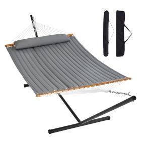 VEVOR Two Person Hammock with Stand Included Heavy Duty 480lb Capacity, Double Hammock with 12 FT Steel Stand and Portable Carrying Bag and Pillow, Fr