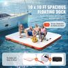 VEVOR Inflatable Floating Dock, 10 x 10FT Inflatable Dock Platform, Non-Slip Water Floating Dock Mat with Portable Carrying Bag & Detachable Ladder, F