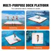 VEVOR Inflatable Floating Dock, 10 x 10FT Inflatable Dock Platform, Non-Slip Water Floating Dock Mat with Portable Carrying Bag & Detachable Ladder, F