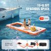 VEVOR Inflatable Floating Dock, 15x6.5FT Inflatable Dock Platform with 4*6FT Trampoline Mesh Pool, Non-Slip Floating Platform Water Mat with Portable