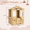 Wooden Playhouse for Kids Outdoor with Working Door, Windows, Mailbox, Flowers Pot Holder, 39" x 38" x 55.5"