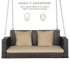 49in Brown Gradient Rattan Beige Cushion Rattan Swing Chair(Swing frames not included)