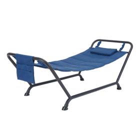 Hammock with Stand and Pillow, Outdoor, Polyester, Multicolor, Assembled Length 90.55 Inches (Color: Blue)