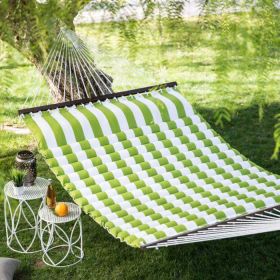 2 Person Hammock with Pillow,  Size 11.65ft L x 4.5ft W (Color: Green White)