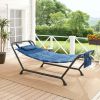 Hammock with Stand and Pillow, Outdoor, Polyester, Multicolor, Assembled Length 90.55 Inches