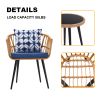 3 Piece Patio Bistro Set with Side Table, Outdoor PE Rattan Conversation Chair Set,Furniture of Coffee Table with Glass Top,Cushions & Lumbar Pillows